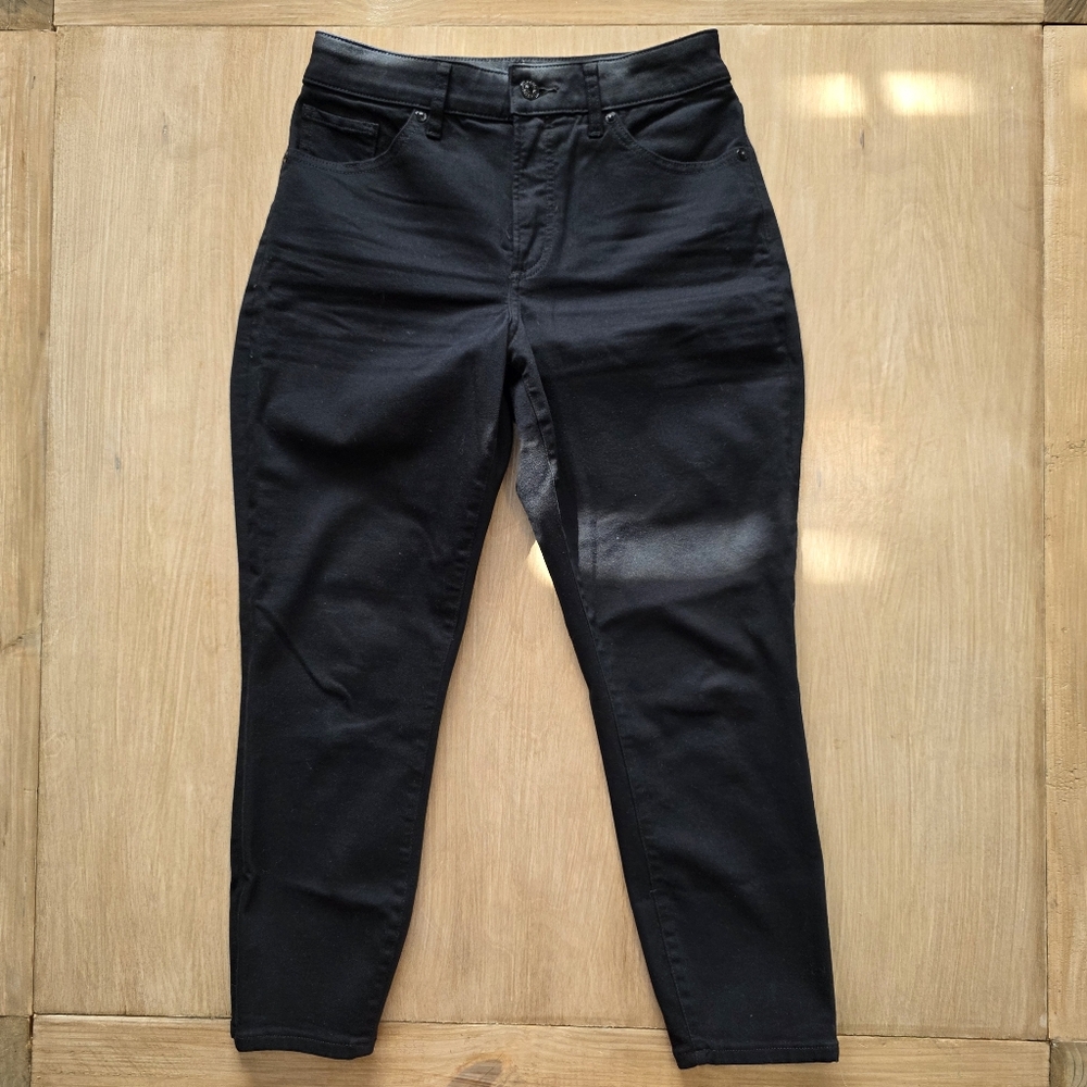 Express Curvy Skinny High Rise Black Coated Jeans Size 6S